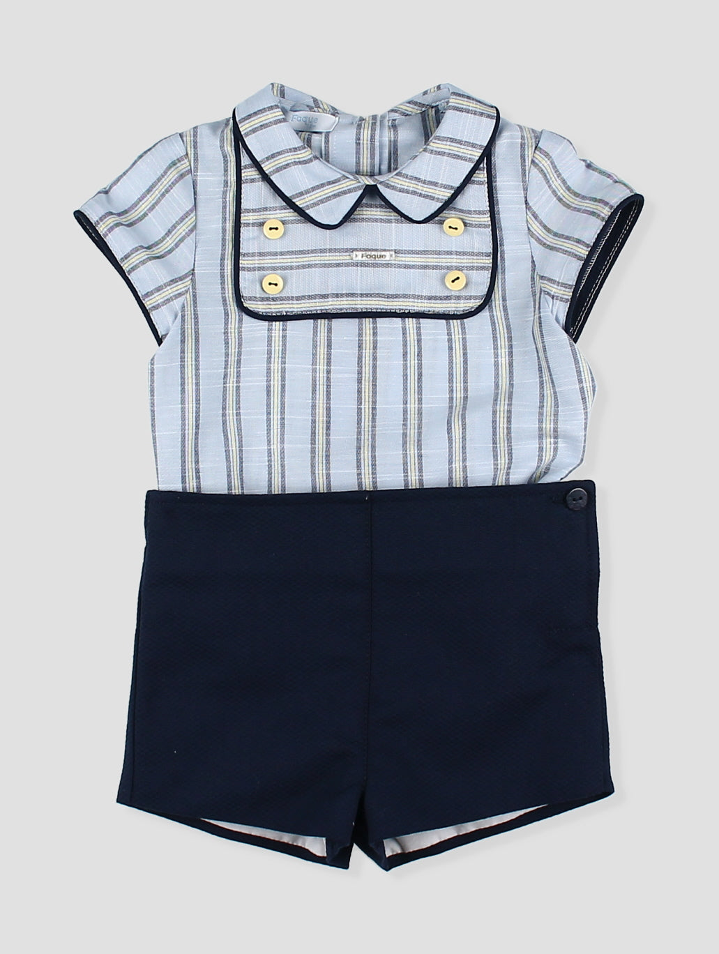 Conjunto bebé niño rayas azul con short marino