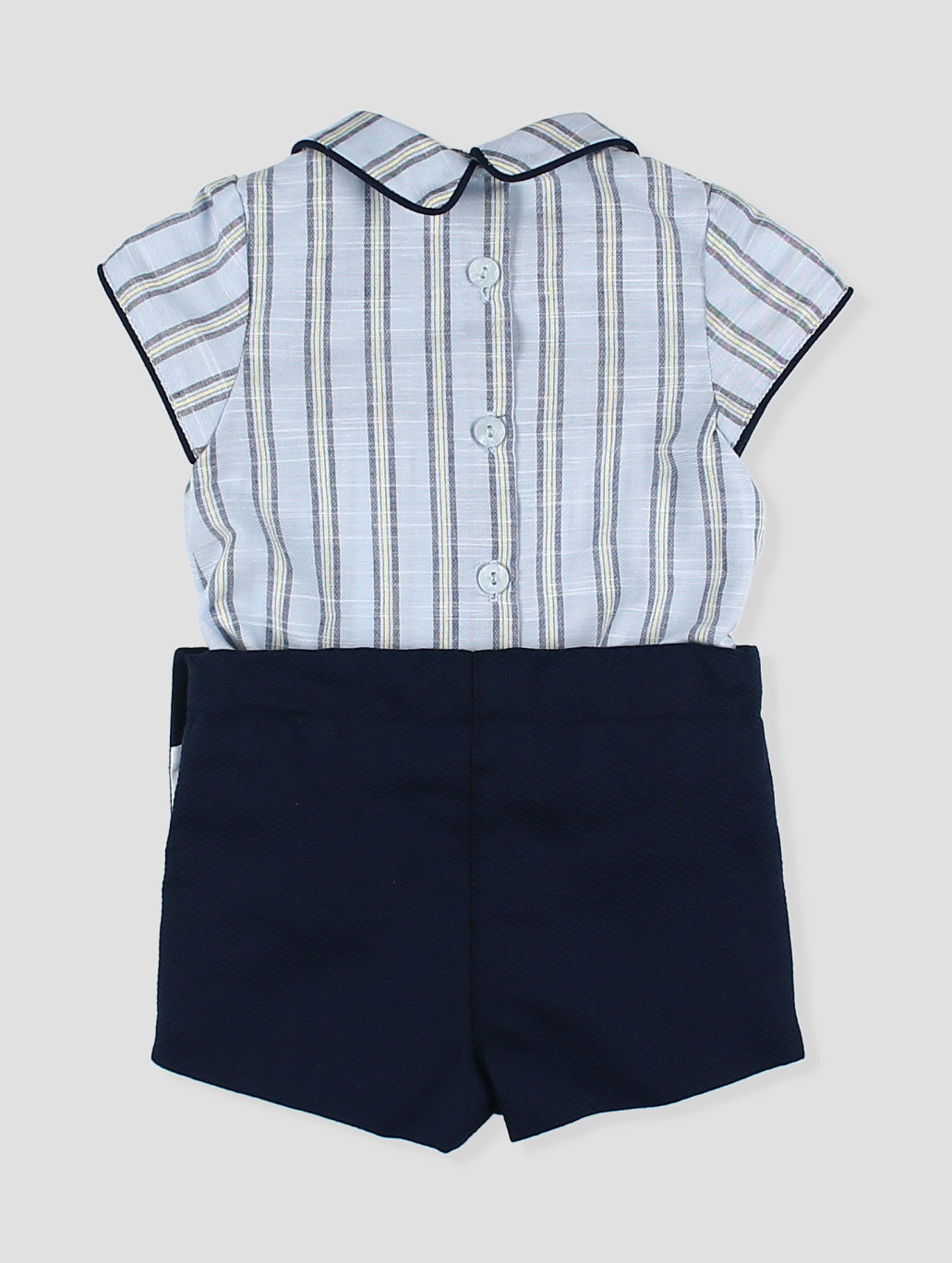 Conjunto bebé niño rayas azul con short marino