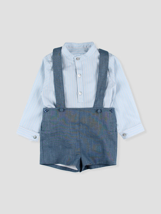 Conjunto niño camisa de rayas y short con tirantes