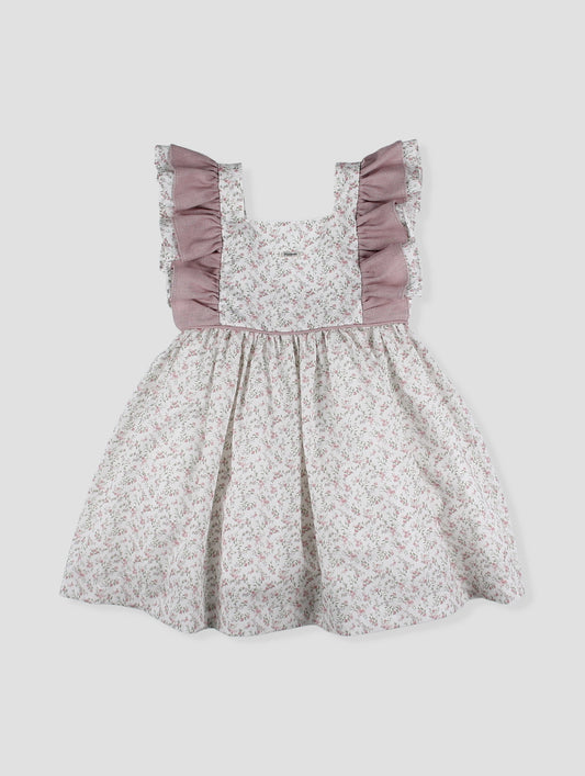 Vestido bebé niña estampado floral con volantes