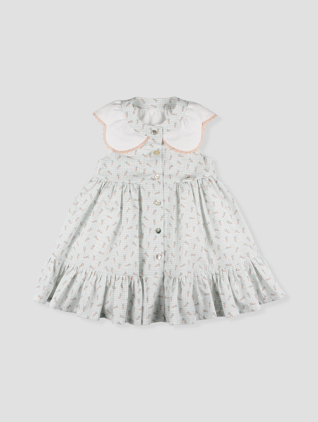 Vestido bebé niña estampado con cuello bordado