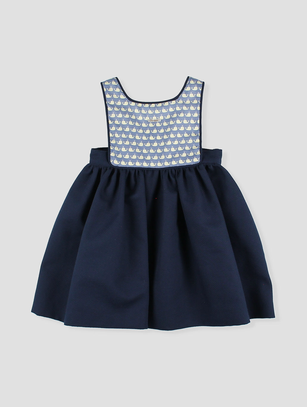 Vestido bebé niña azul marino con pechera estampada