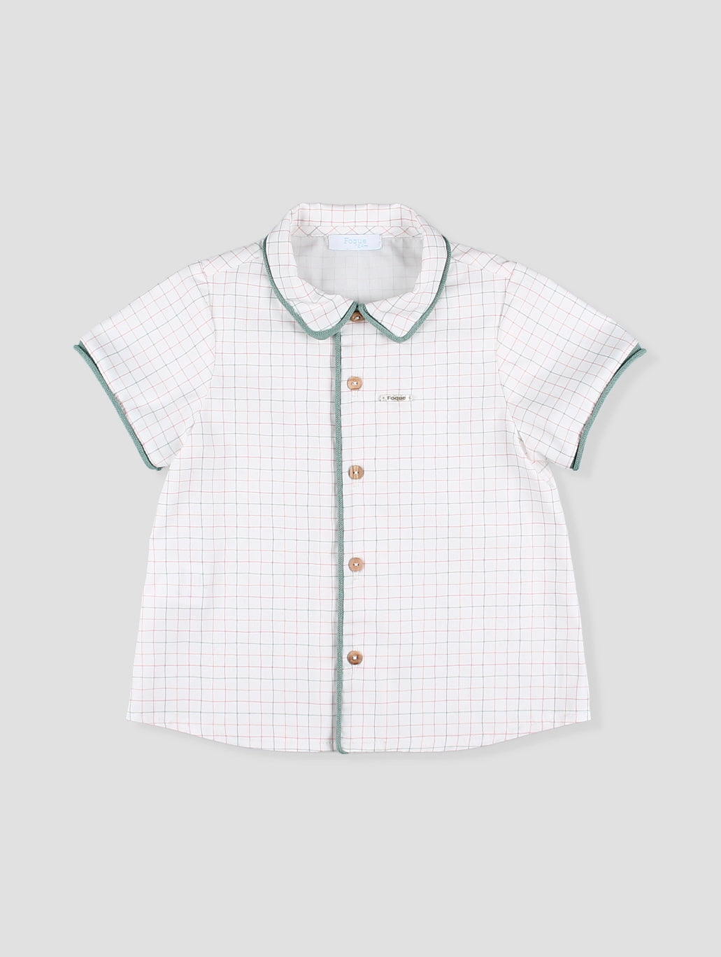 Conjunto bebé niño camisa cuadros y short verde agua