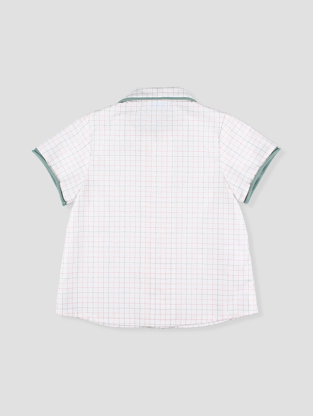 Conjunto bebé niño camisa cuadros y short verde agua