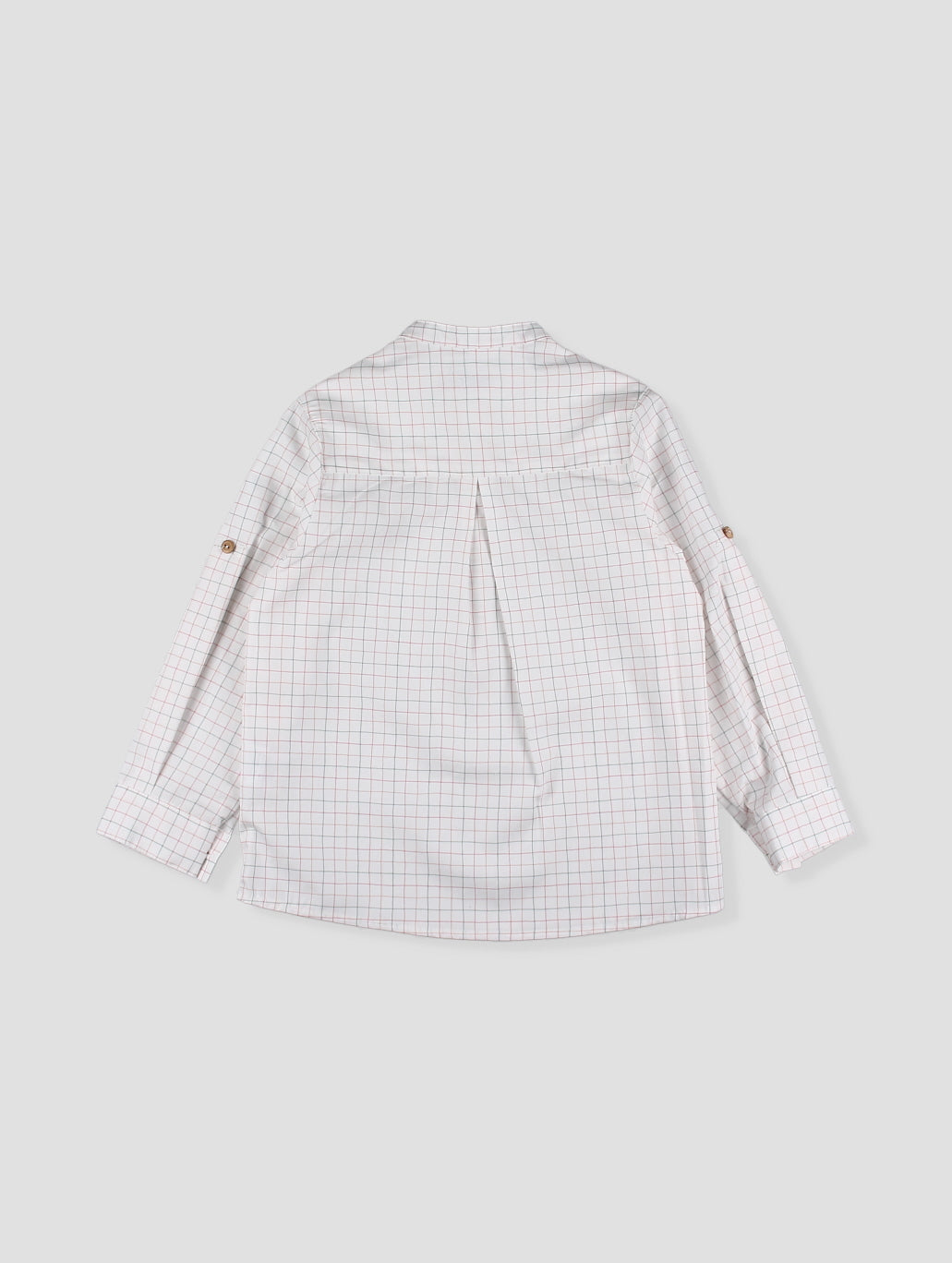 Conjunto niño camisa cuadros con bordado y bermuda verde agua