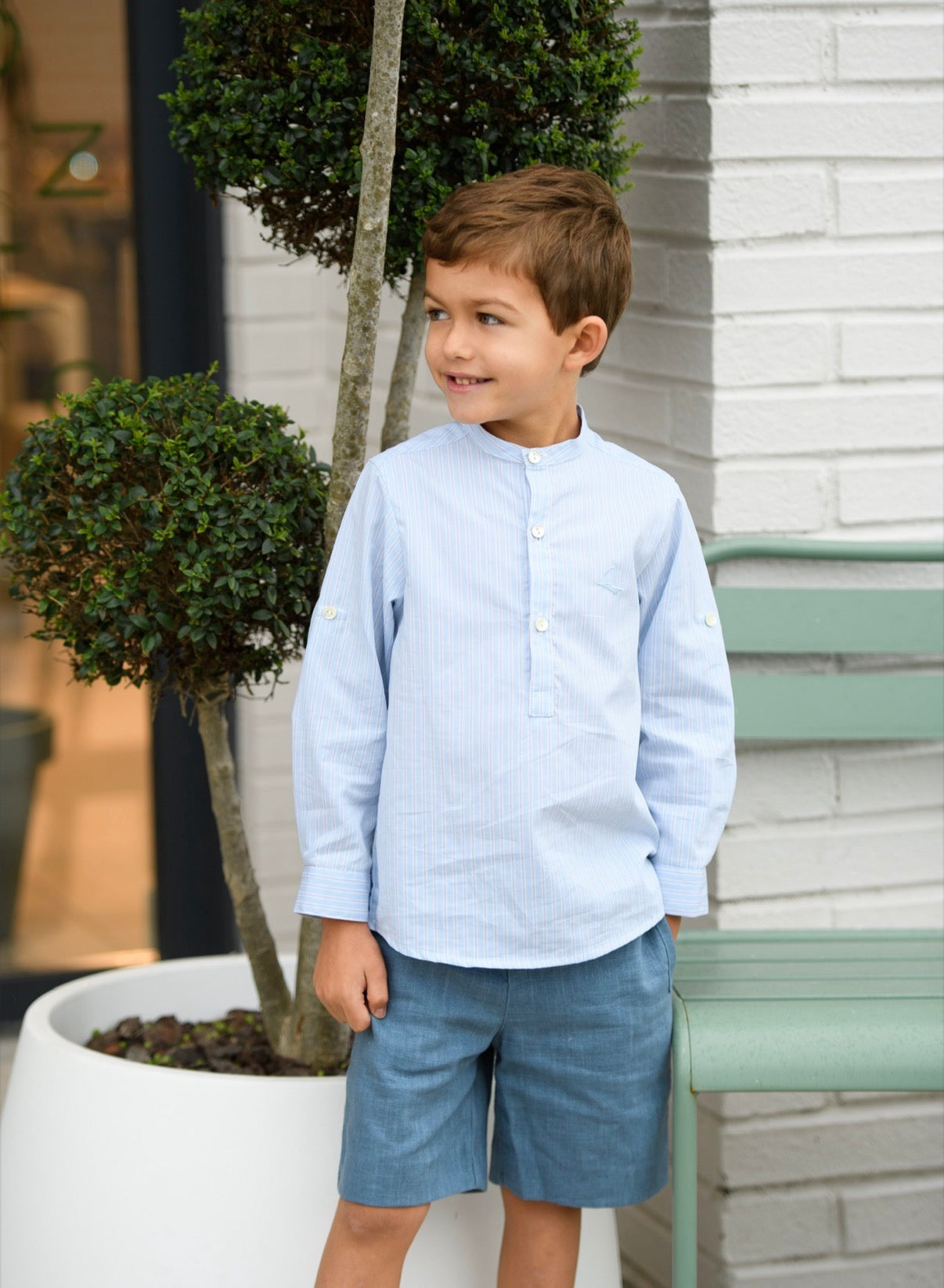 Conjunto niño camisa de rayas y short