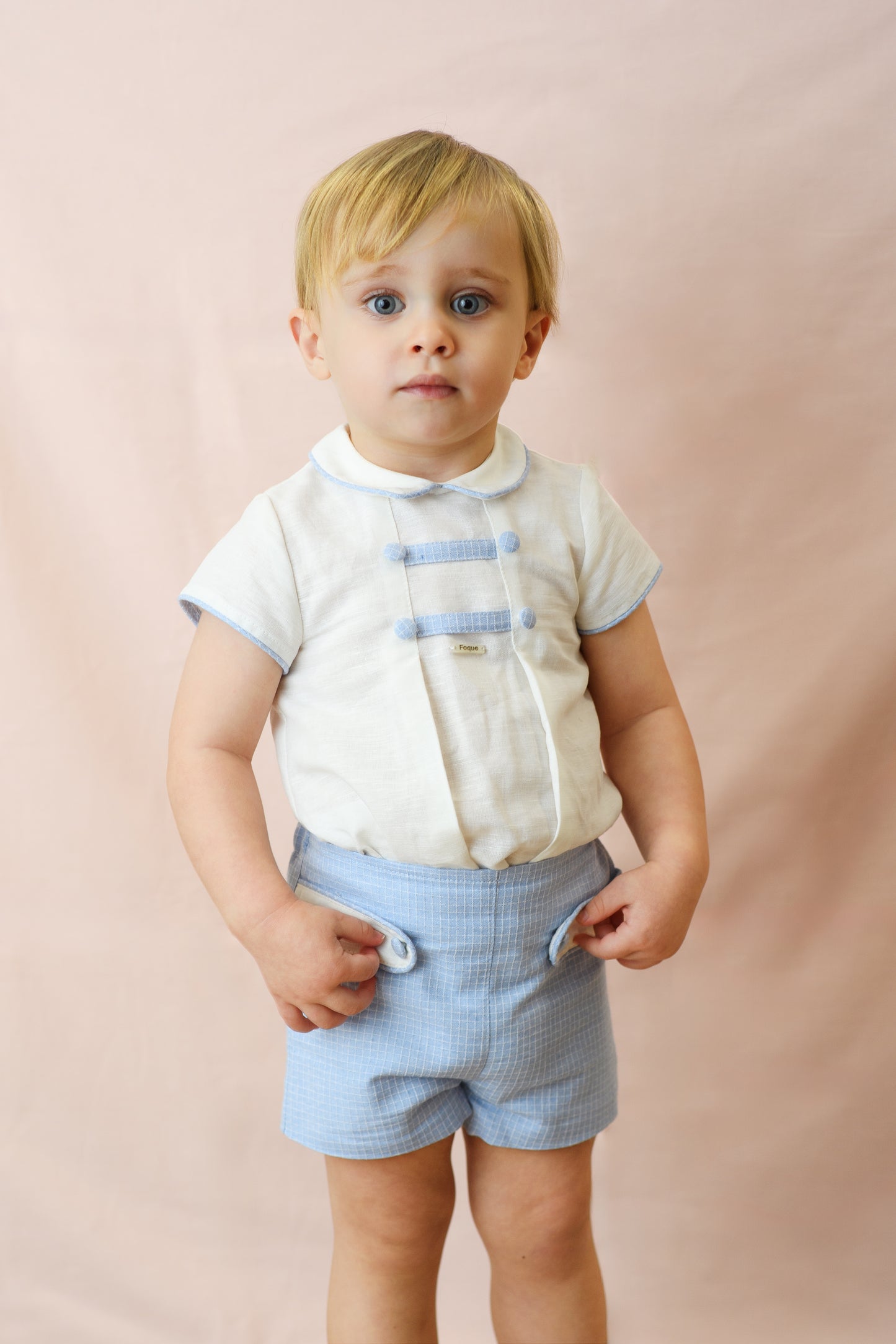 Conjunto bebé niño celeste y blanco
