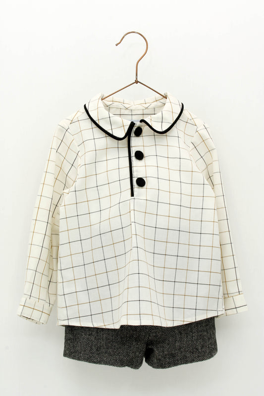 Checkered shirt and shorts set
