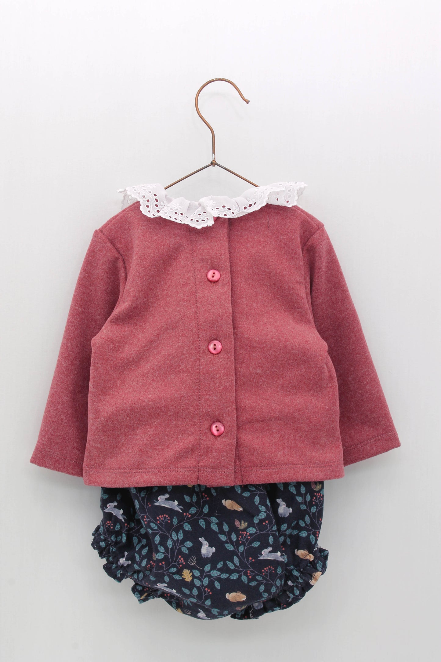 Conjunto Baby Niña Jersey Volante y Braguita