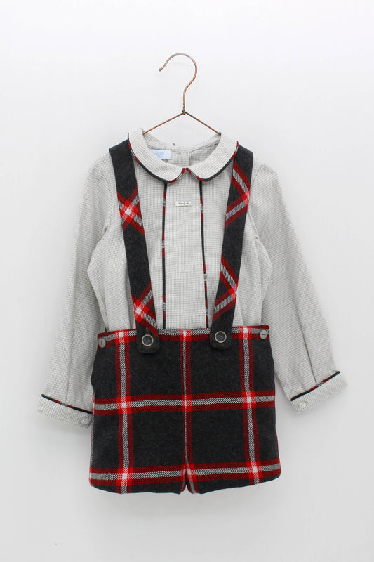 Conjunto Pantalón Corto Tirantes Camisa Cuello Bebé