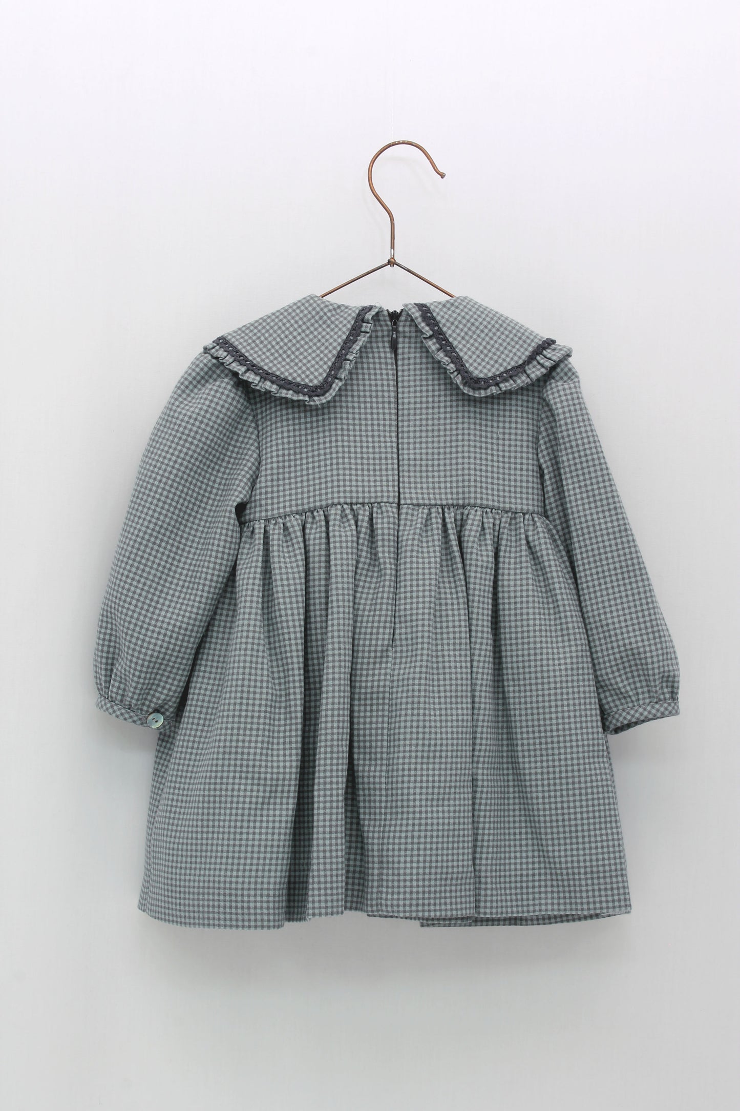 Checkered Dress with Embroidered Collar