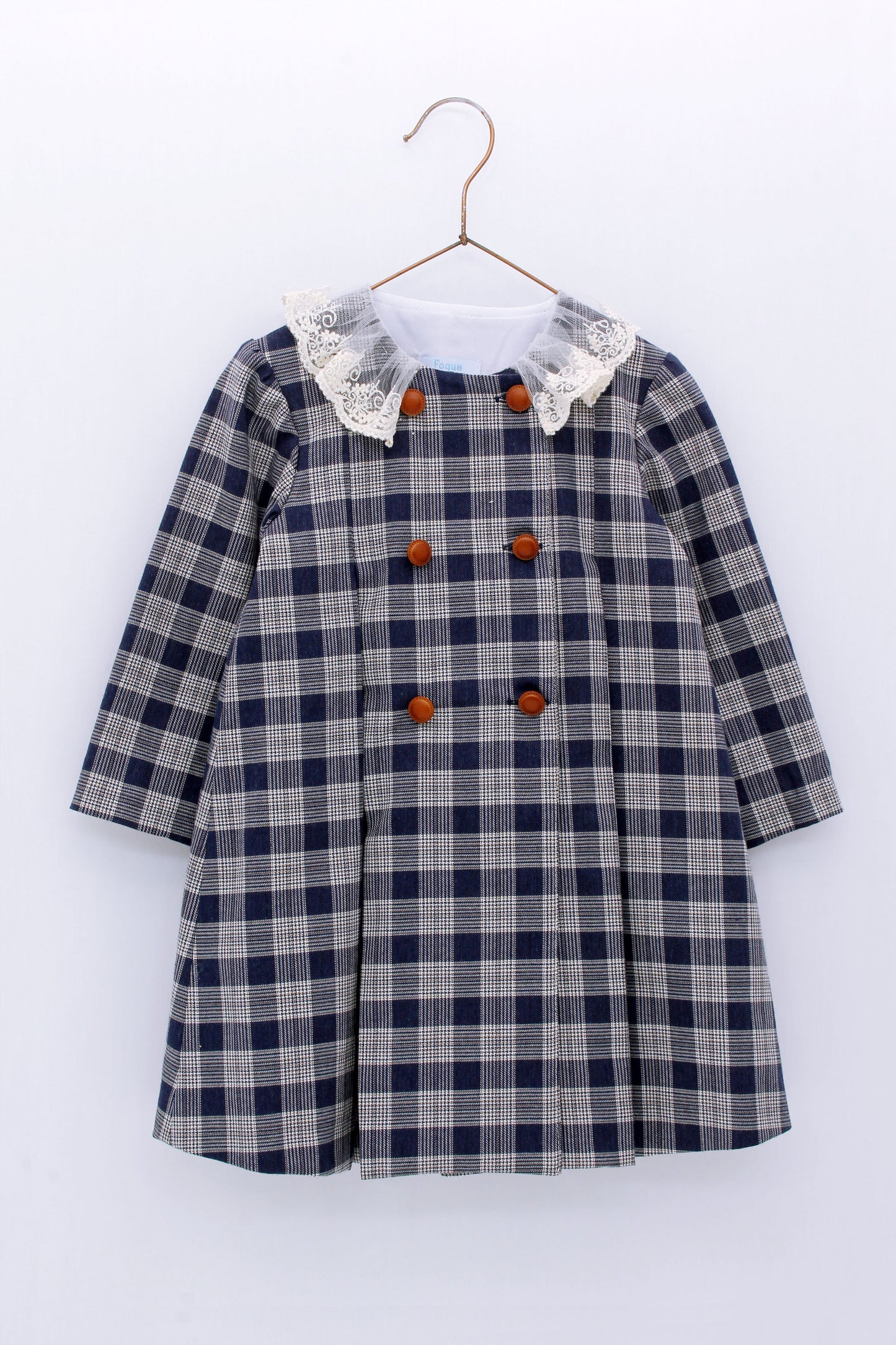 Checked dress with ruffled collar