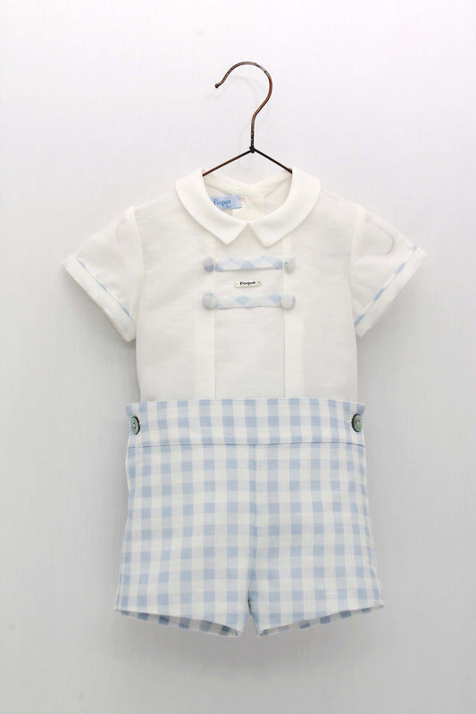 Baby Collar Shirt and Vichy Shorts Set