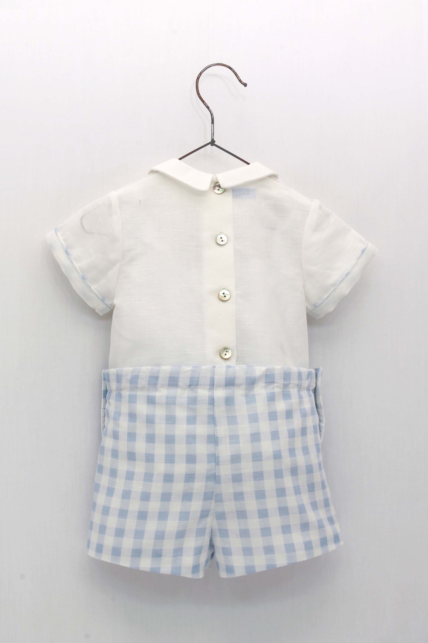 Baby Collar Shirt and Vichy Shorts Set
