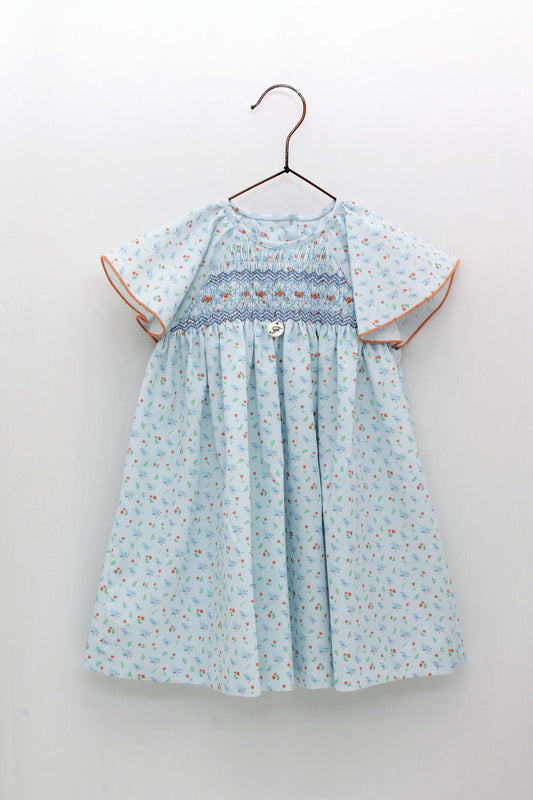 Vestido Tejido Pajaritos Con Nido De Abeja Y Manga Volantes