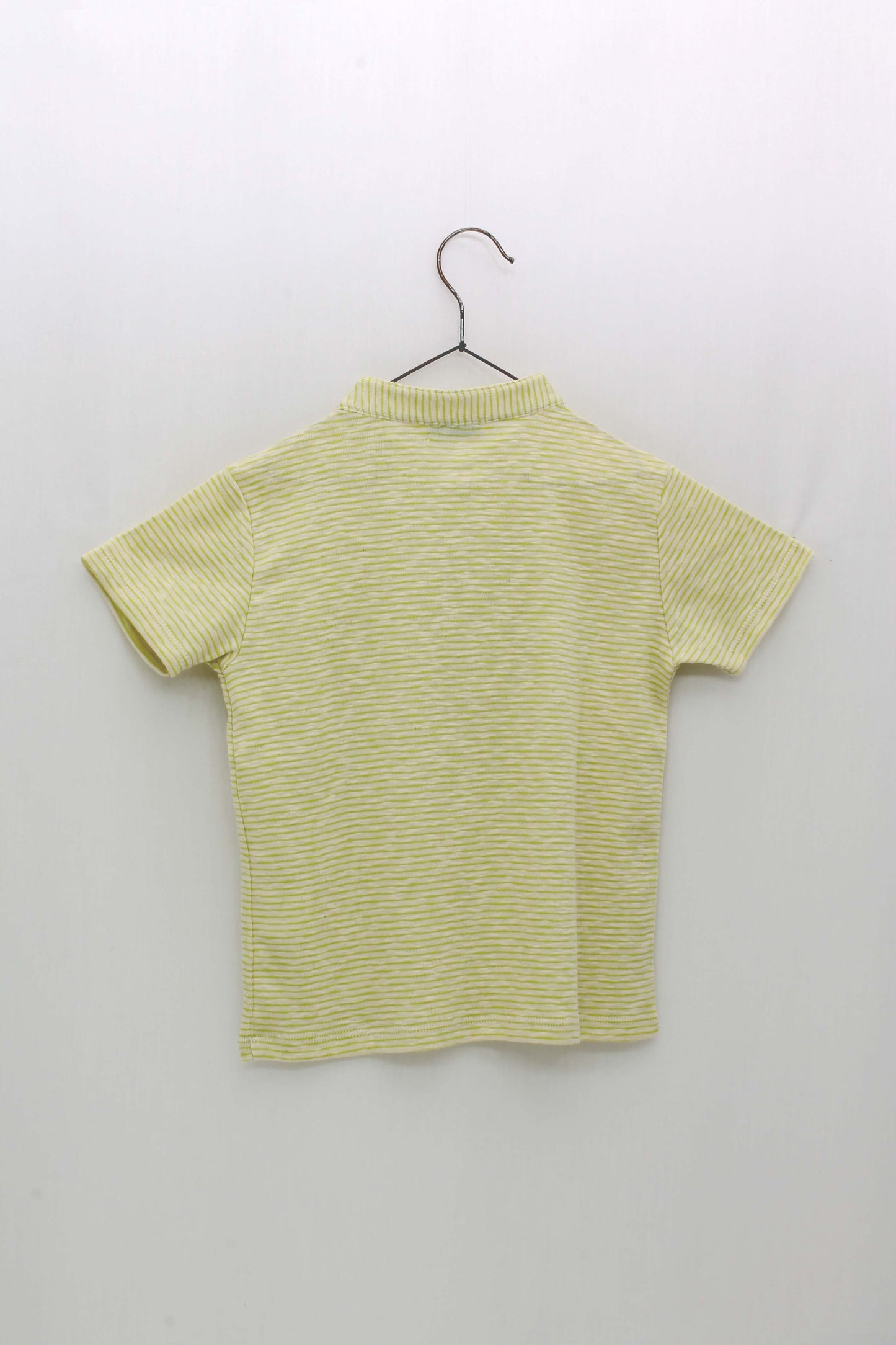 Striped Mao Collar T-shirt with Anchor Design