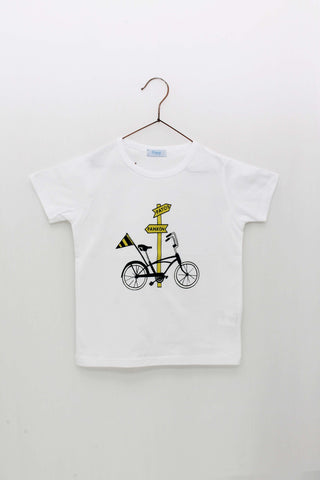 Camiseta Estampado Blanco Bicicleta