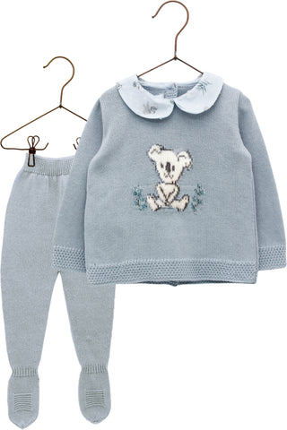 Set Jubón cuello bebé dibujo koala y polaina básica algodón. Bióloga